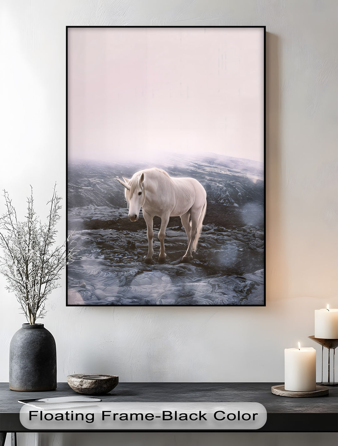 Celestial Wanderer – White Unicorn Fantasy Canvas Print