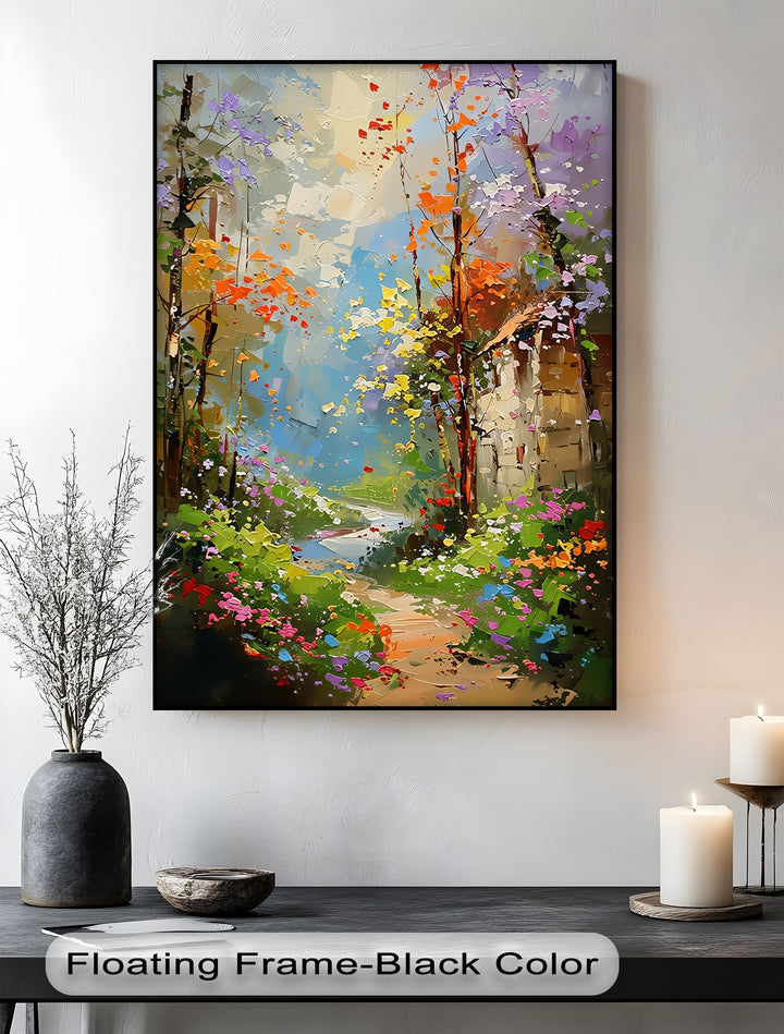 Whispers of Spring – Colorful Garden Pathway Canvas Print