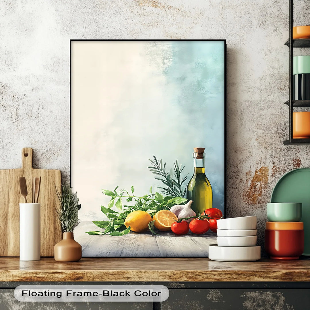 Essence of the Mediterranean – Olive Oil & Herb Kitchen Canvas Print - MyPhotoStation