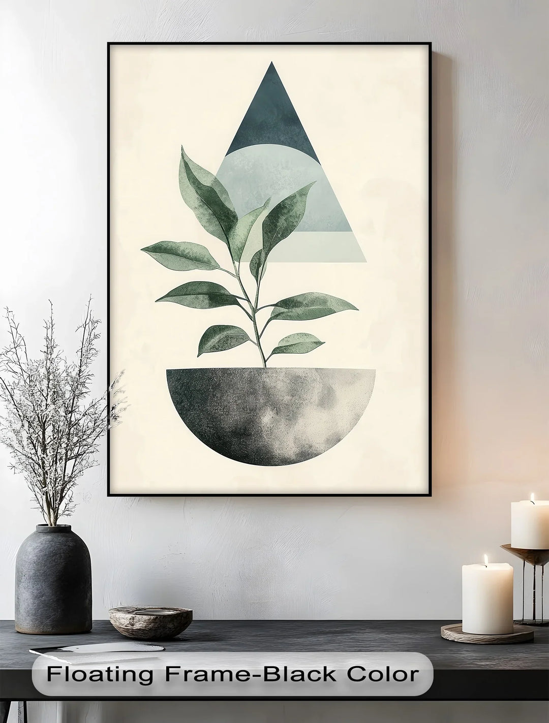 Modern Harmony – Geometric Plant Abstract Canvas Print - MyPhotoStation