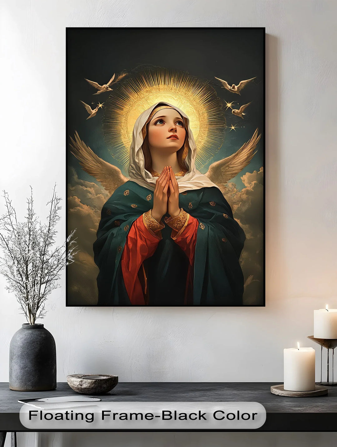 Heavenly Intercession – Virgin Mary in Prayer with Angels Canvas Print - MyPhotoStation