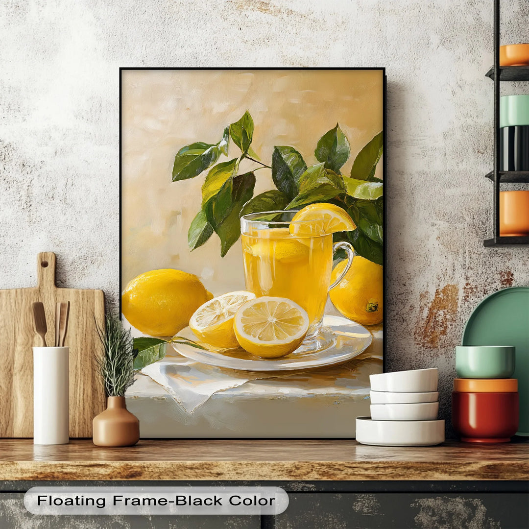 Citrus Morning – Lemon Tea Still Life Kitchen Canvas Print - MyPhotoStation