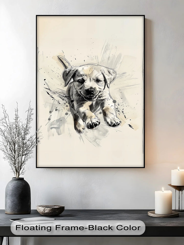 Leap of Joy – Sketch Style Playful Puppy Art Puppies Canvas Print - MyPhotoStation