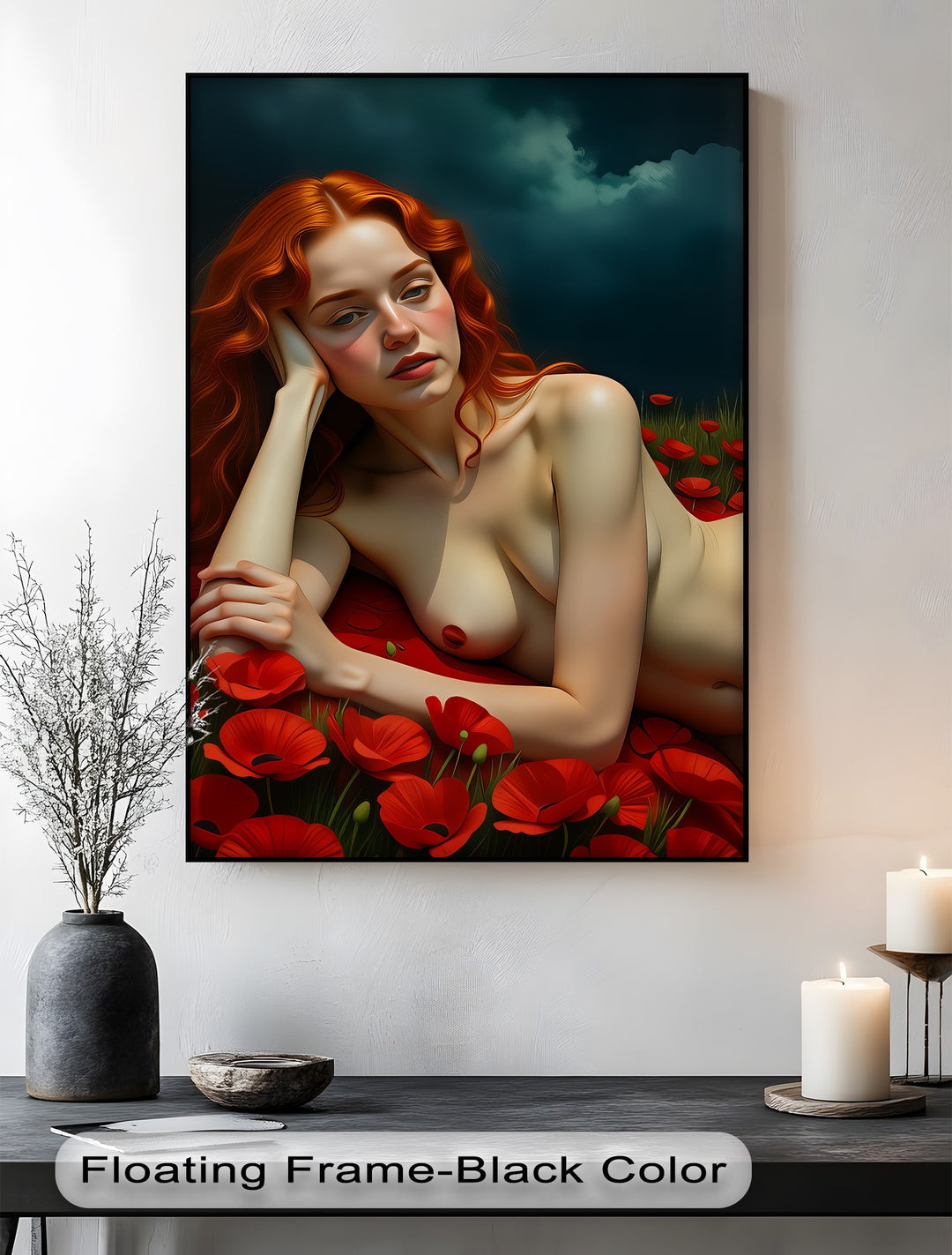 Scarlet Reverie – Sexy Canvas Artwork | Large Framed Wall Art