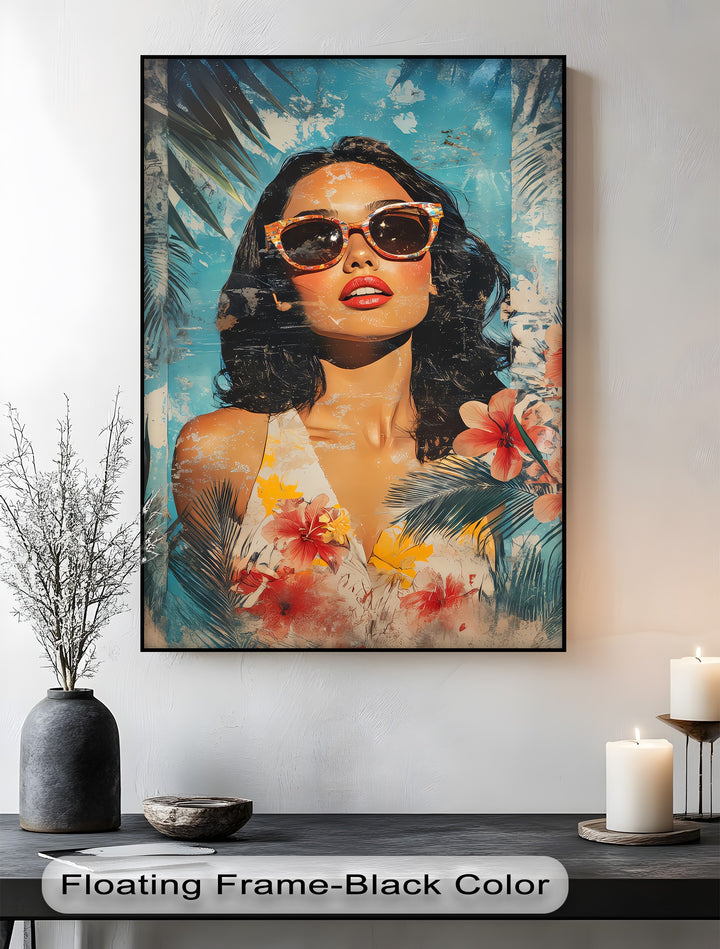 Summer Muse – Tropical Woman with Sunglasses Canvas Print
