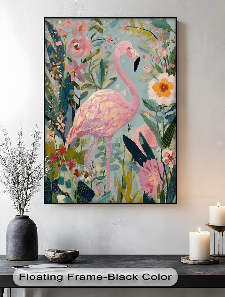 Flamingo in Bloom – Pastel Pink Flamingo Canvas Print