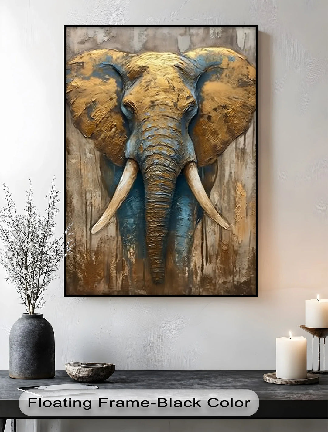 Majestic Elephant Head with Golden Texture – Wildlife Canvas Print - MyPhotoStation