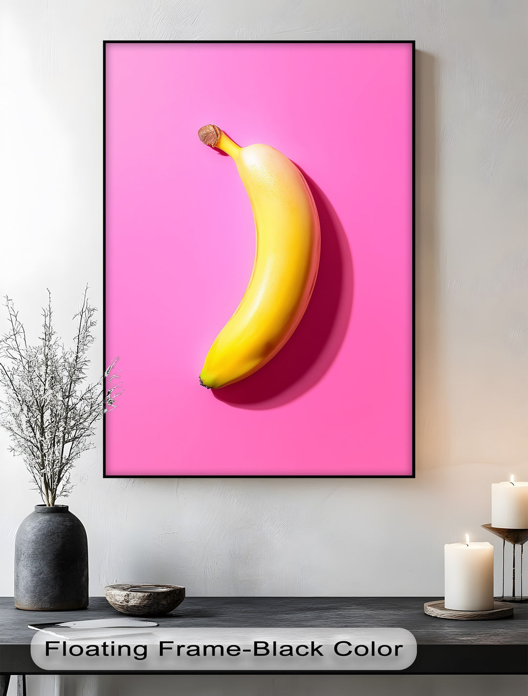 Pop Banana – Bold Yellow Fruit on Pink Canvas Print