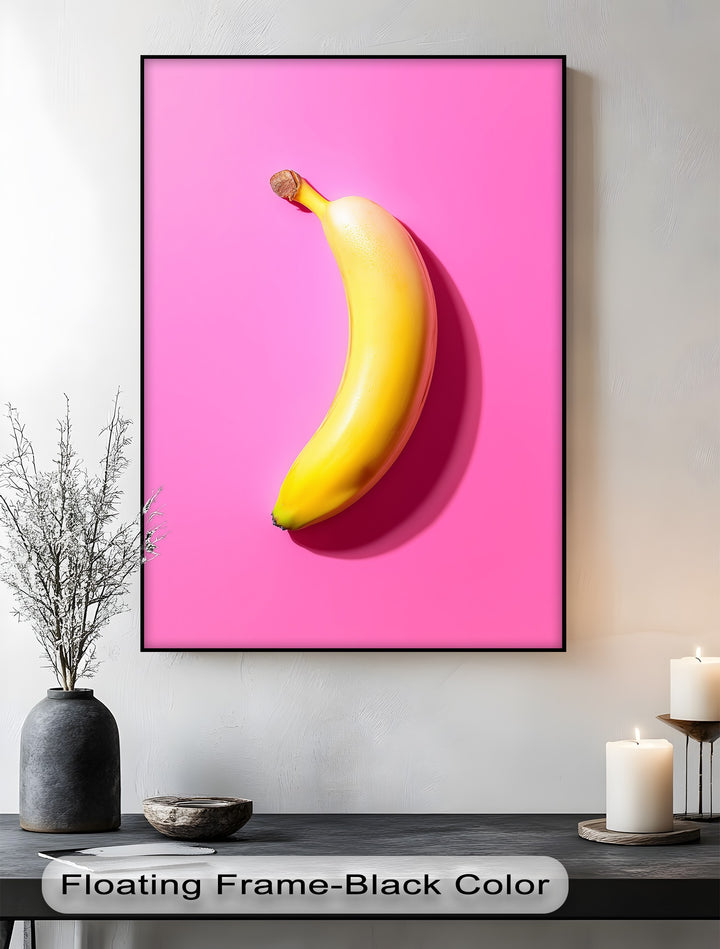 Pop Banana – Bold Yellow Fruit on Pink Canvas Print