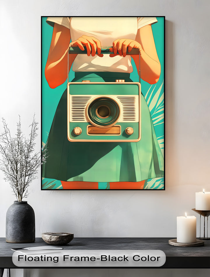 Tuned In – Retro Radio Girl Canvas Print