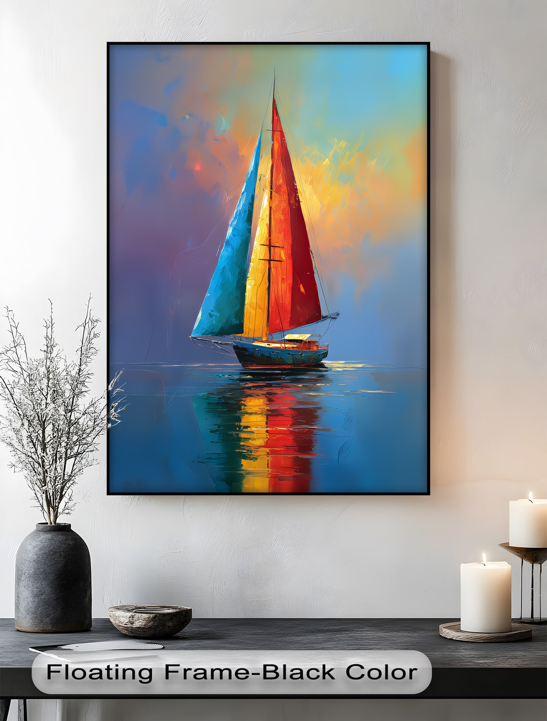 Sails of Fire and Sea – Vibrant Sailboat Canvas Print