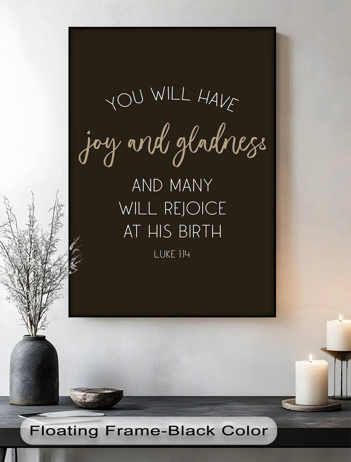 Joy and Gladness – Luke 1:14 Scripture Canvas Print - MyPhotoStation