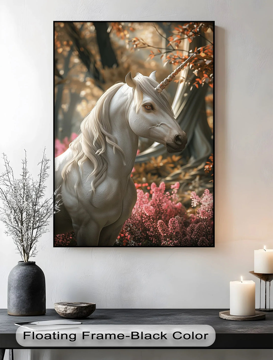 Elegant White Fantasy Horse in Woodland - Animal Canvas Print - MyPhotoStation