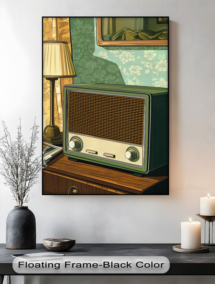 Olive Nostalgia – Vintage Radio Still Life Canvas Print