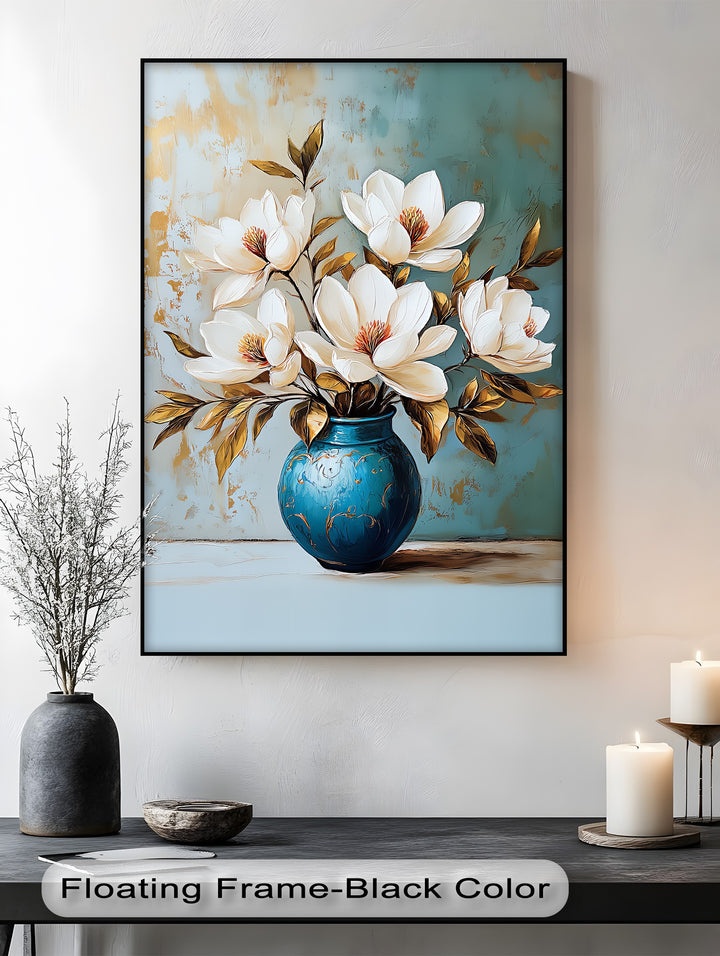Ivory Magnolia Elegance – White Floral Canvas Print