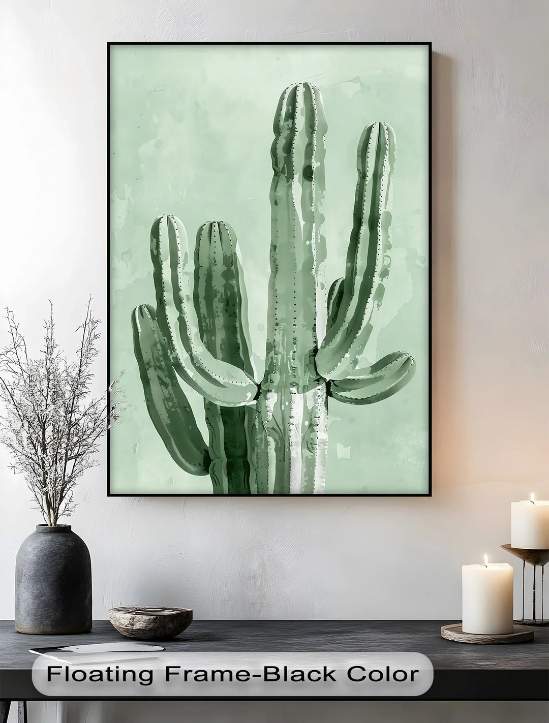 Modern Cactus Silhouette – Minimalist Desert Canvas Print - MyPhotoStation