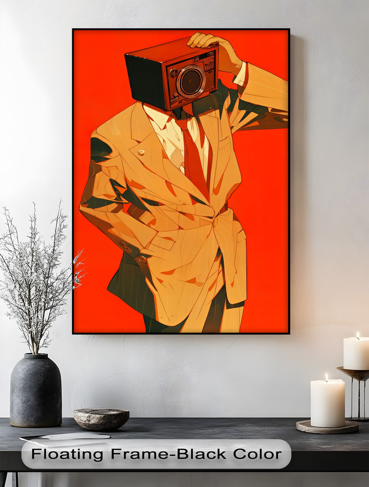Analog Persona – Radio Head Man in Suit Canvas Print