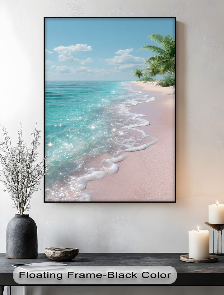 Tropical Bliss – Sparkling Pink Beach Canvas Print