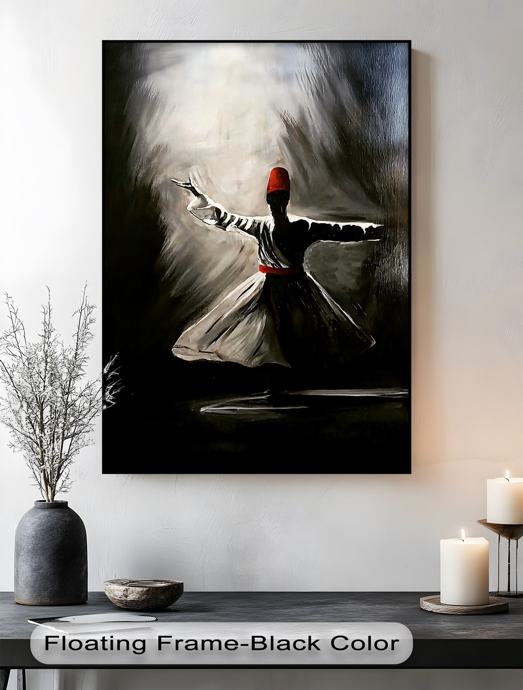Mystic Whirl – Dark Sufi Dervish Islamic Canvas Wall Art | Colorful Art