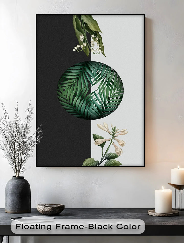 Botanical Balance – Monochrome Floral Contrast Canvas Print - MyPhotoStation
