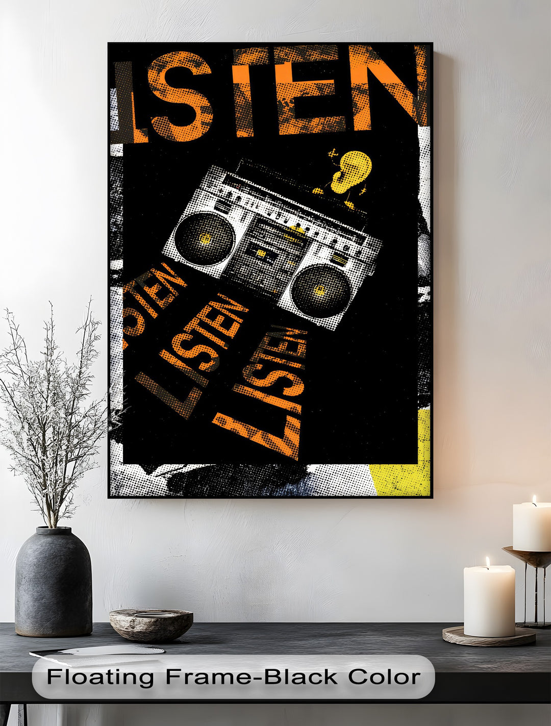 Listen Up – Retro Boombox Urban Art Canvas Print