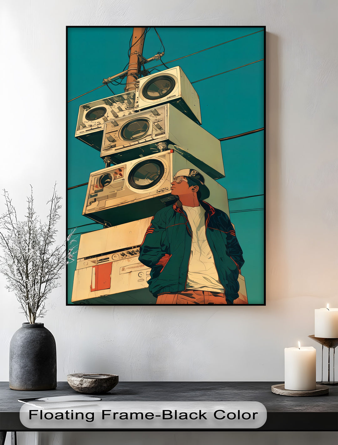 Stacked Boom Boxes with Streetwear Vibes- Retro Canvas Print