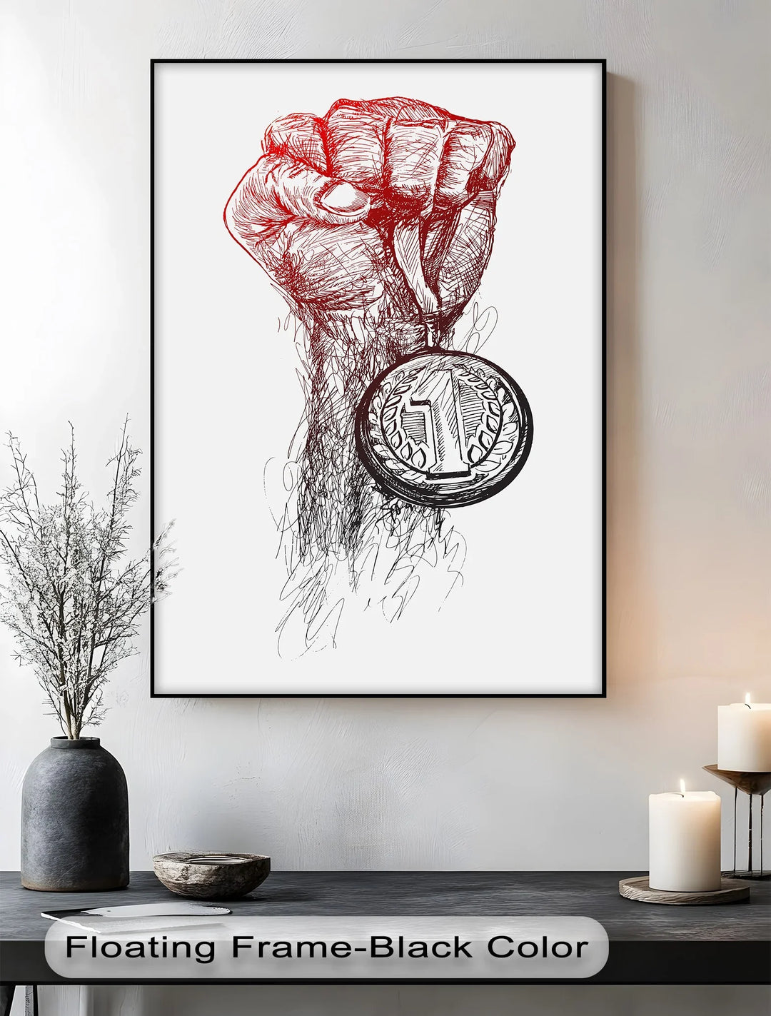 Victory Hand Sketch – Medal of Triumph Inspiraltional Canvas Print