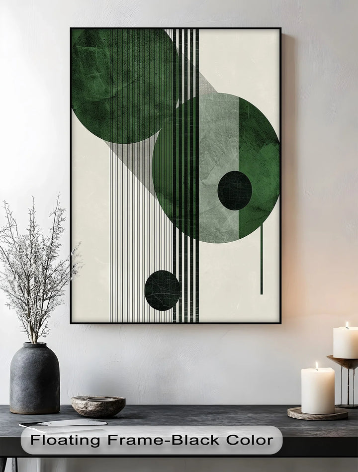 Modern Green Orbital Geometry – Abstract Minimalist Canvas Print - MyPhotoStation