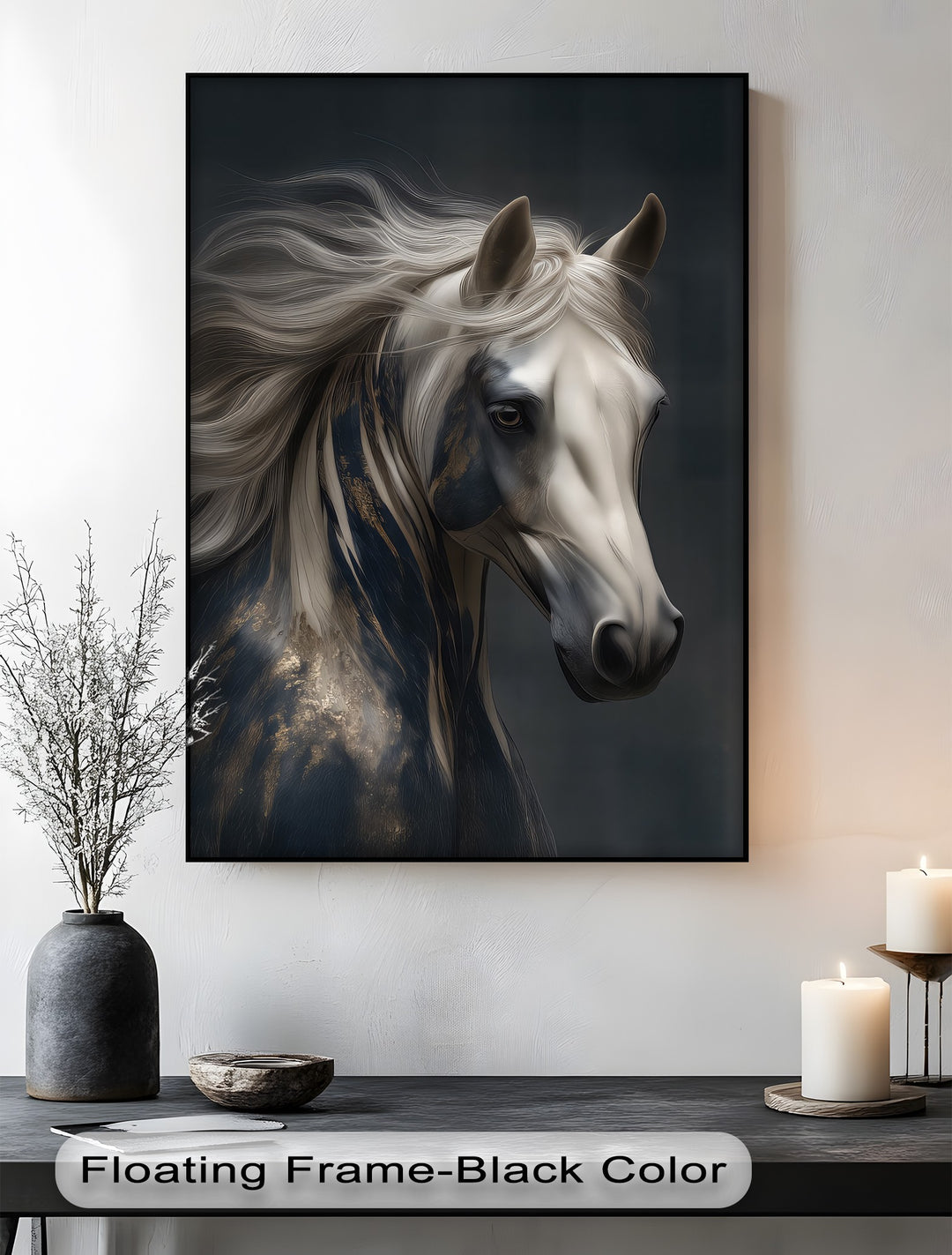 Silent Majesty – White Mane Horse Portrait Canvas Print