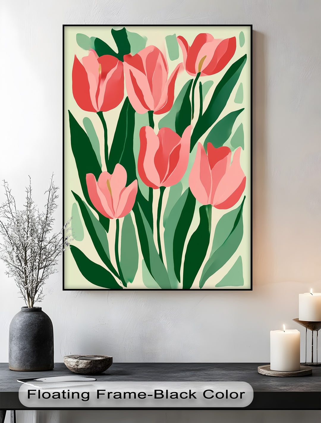 Coral Tulip Delight – Abstract Pink Tulip Canvas Print