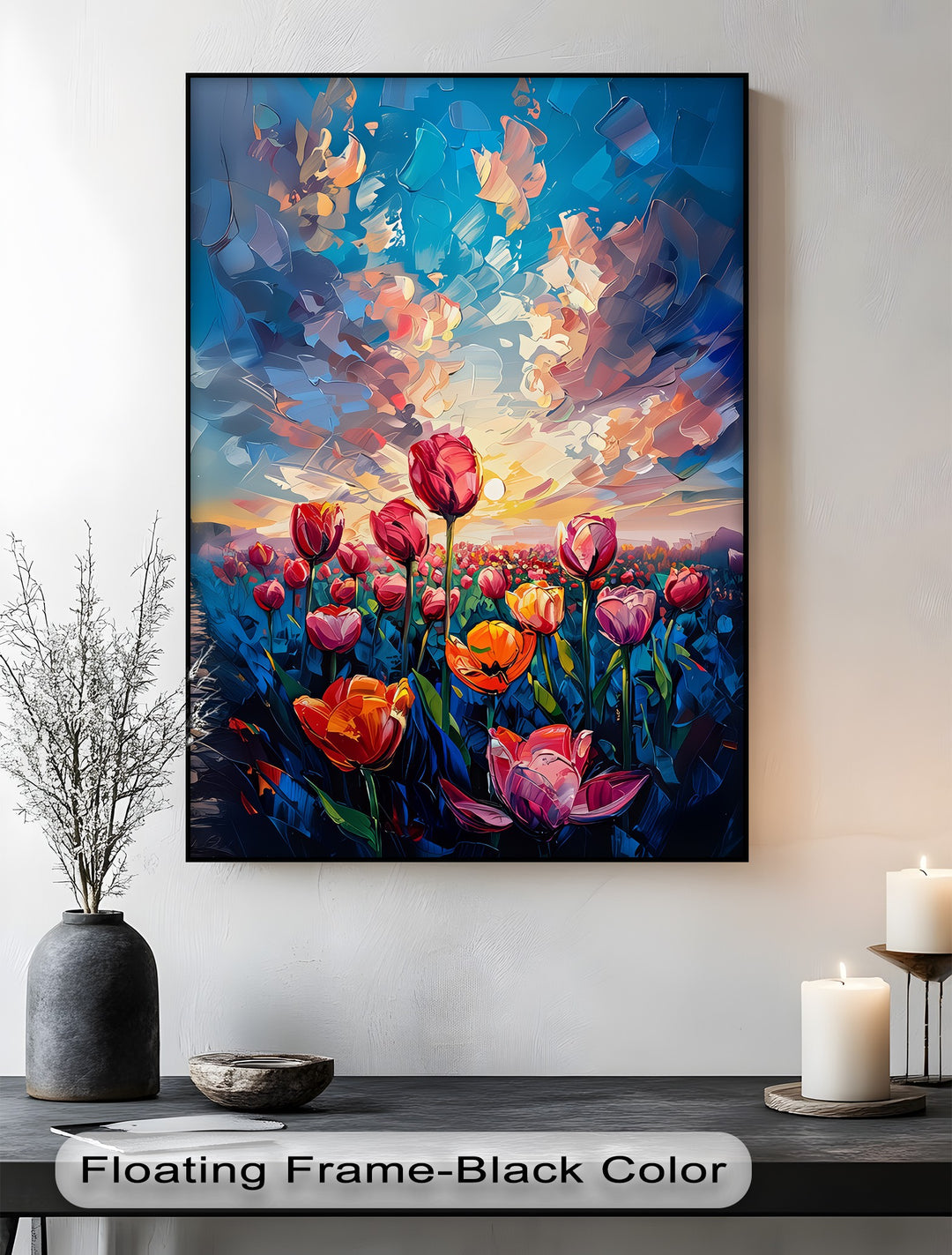 Radiant Bloom – Abstract Tulip Field at Sunset Canvas Print