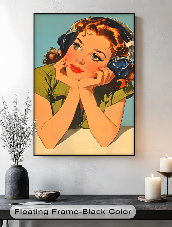 Daydream Frequencies – Retro Girl with Headphones Canvas Print