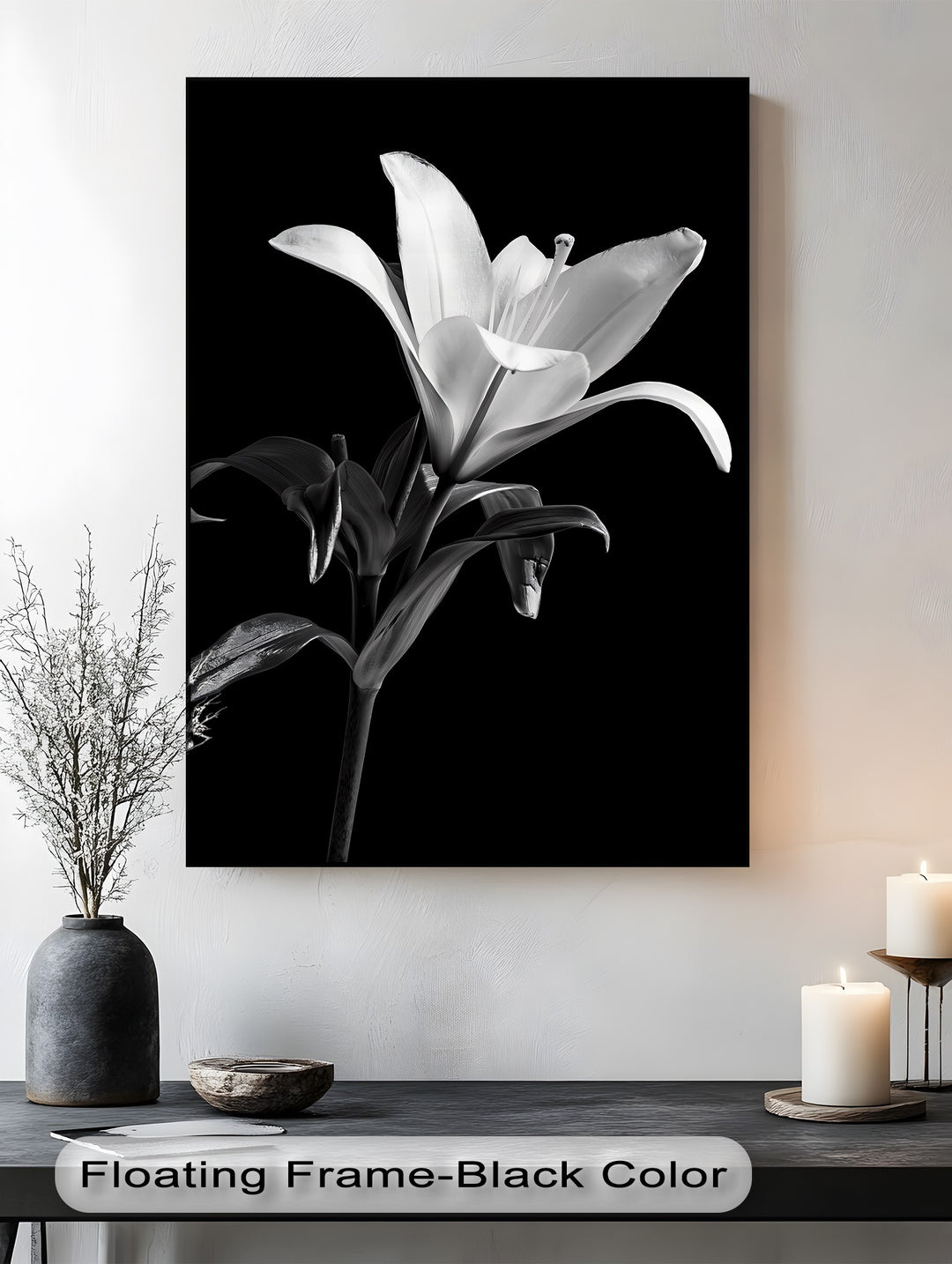Silent Bloom – Black and White Lily Canvas Prints