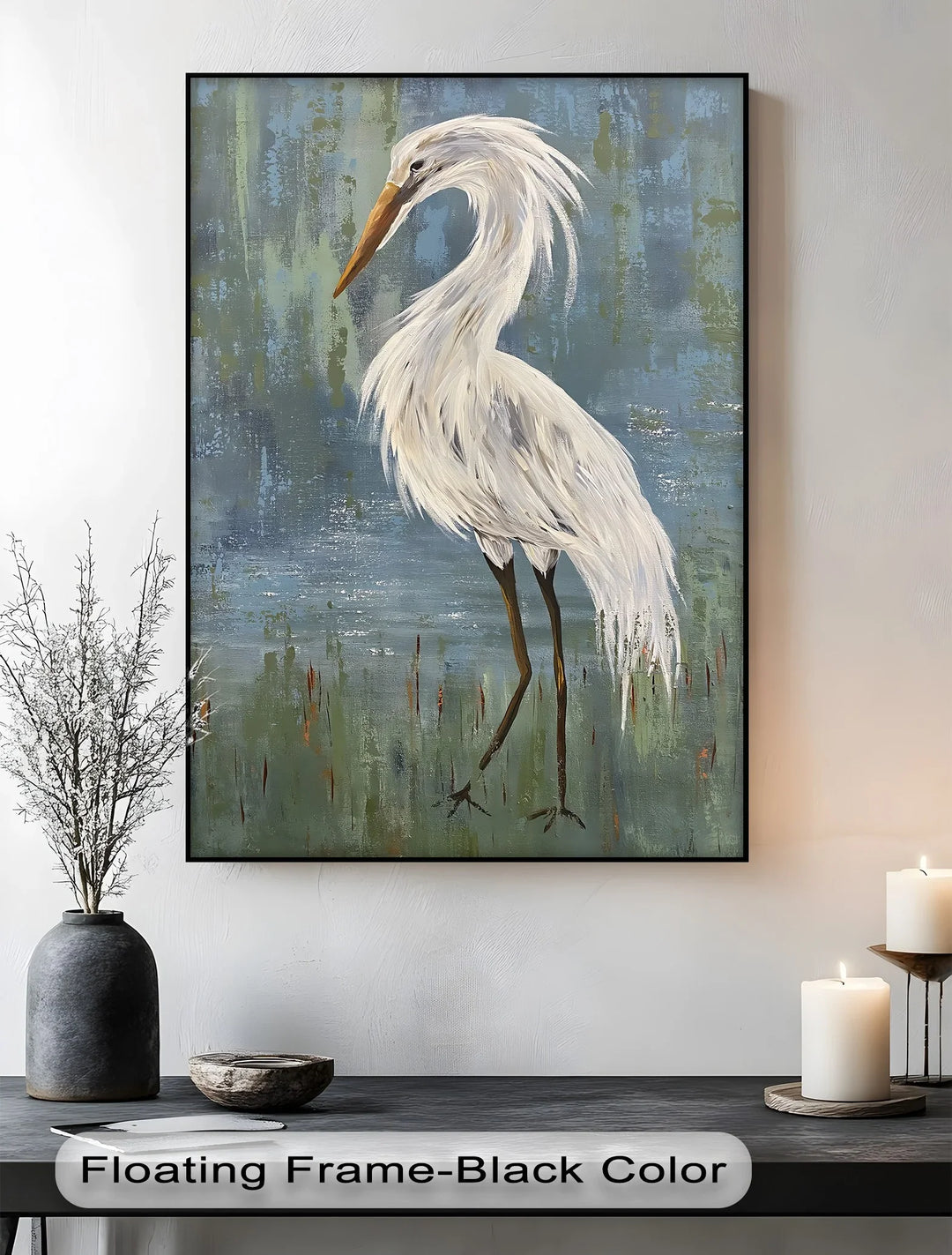 Graceful White Heron – Minimalist Bird Canvas Print - MyPhotoStation