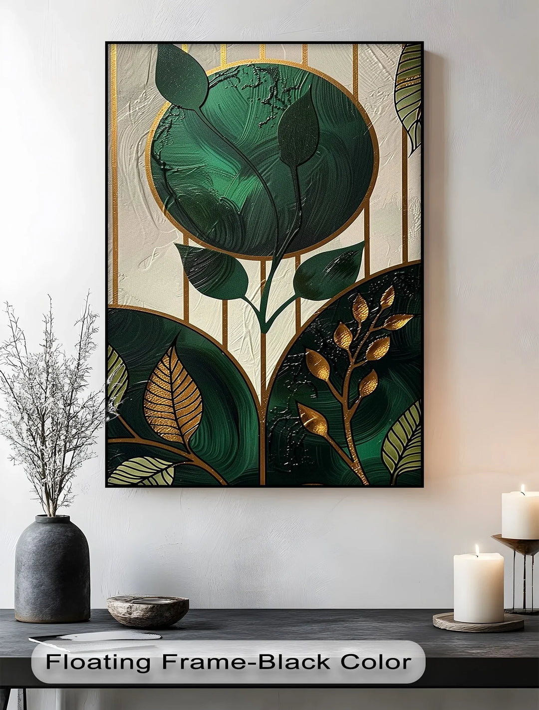 Golden Botanica – Luxe Leaf Design in Emerald and Gold Canvas Print - MyPhotoStation