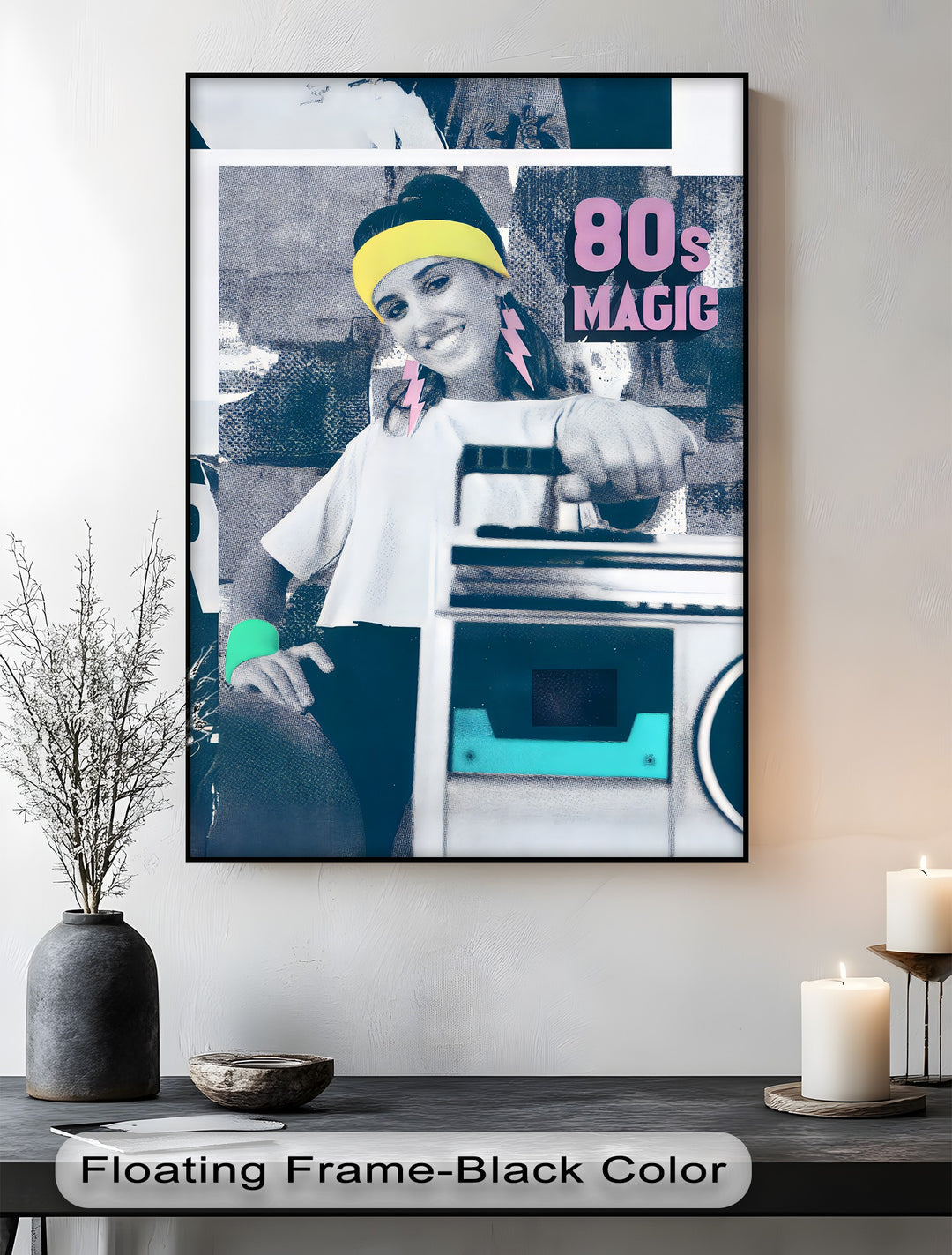 80s Magic – Retro Pop Art Woman with Boombox Canvas Print