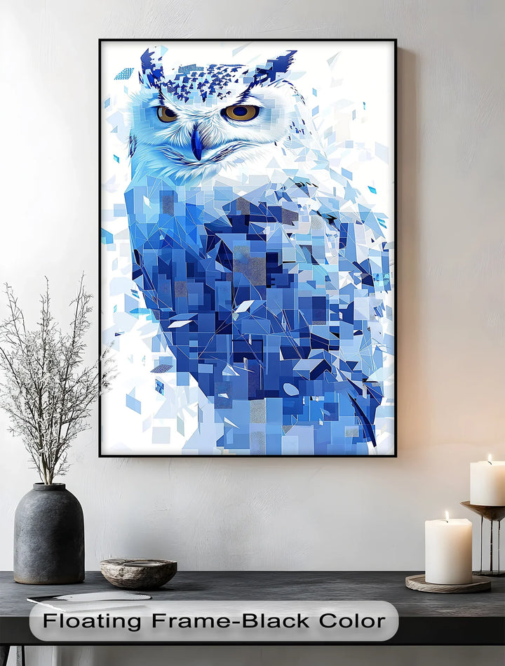 Geometric Snow Owl Portrait – Animal Blue Canvas Prints - MyPhotoStation