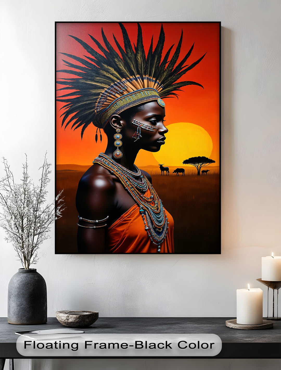 Sunset Majesty – African Tribal Woman Canvas Wall Art | Artwork Canvas