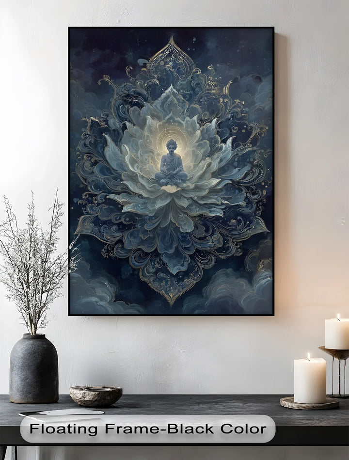 Celestial Lotus Enlightenment – Mystical Buddha Meditation Canvas Print - MyPhotoStation