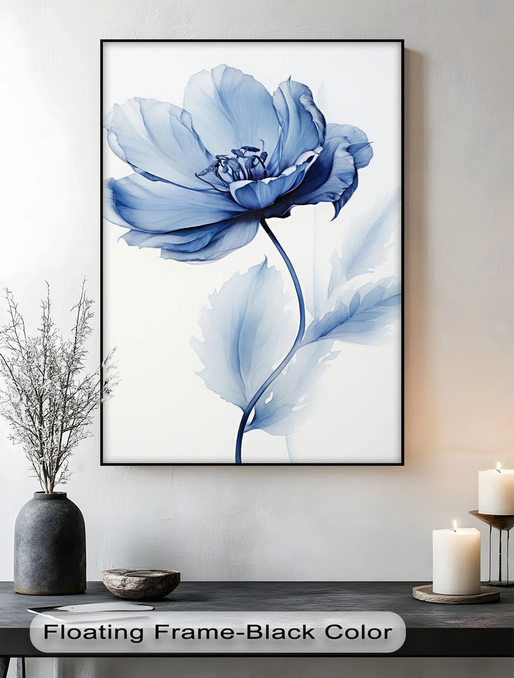 Petal Elegance – Minimalist Blue Bloom Blue Canvas Prints - MyPhotoStation