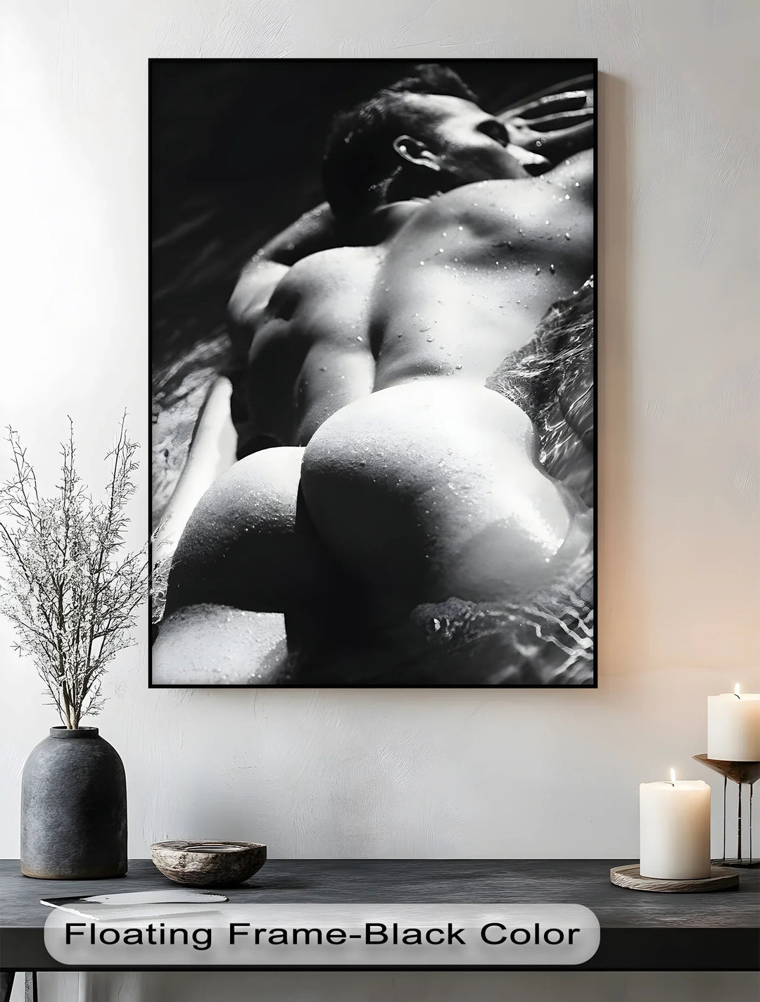 Aqua Poise – Male Form in Monochrome Motion Nude Canvas Print - MyPhotoStation