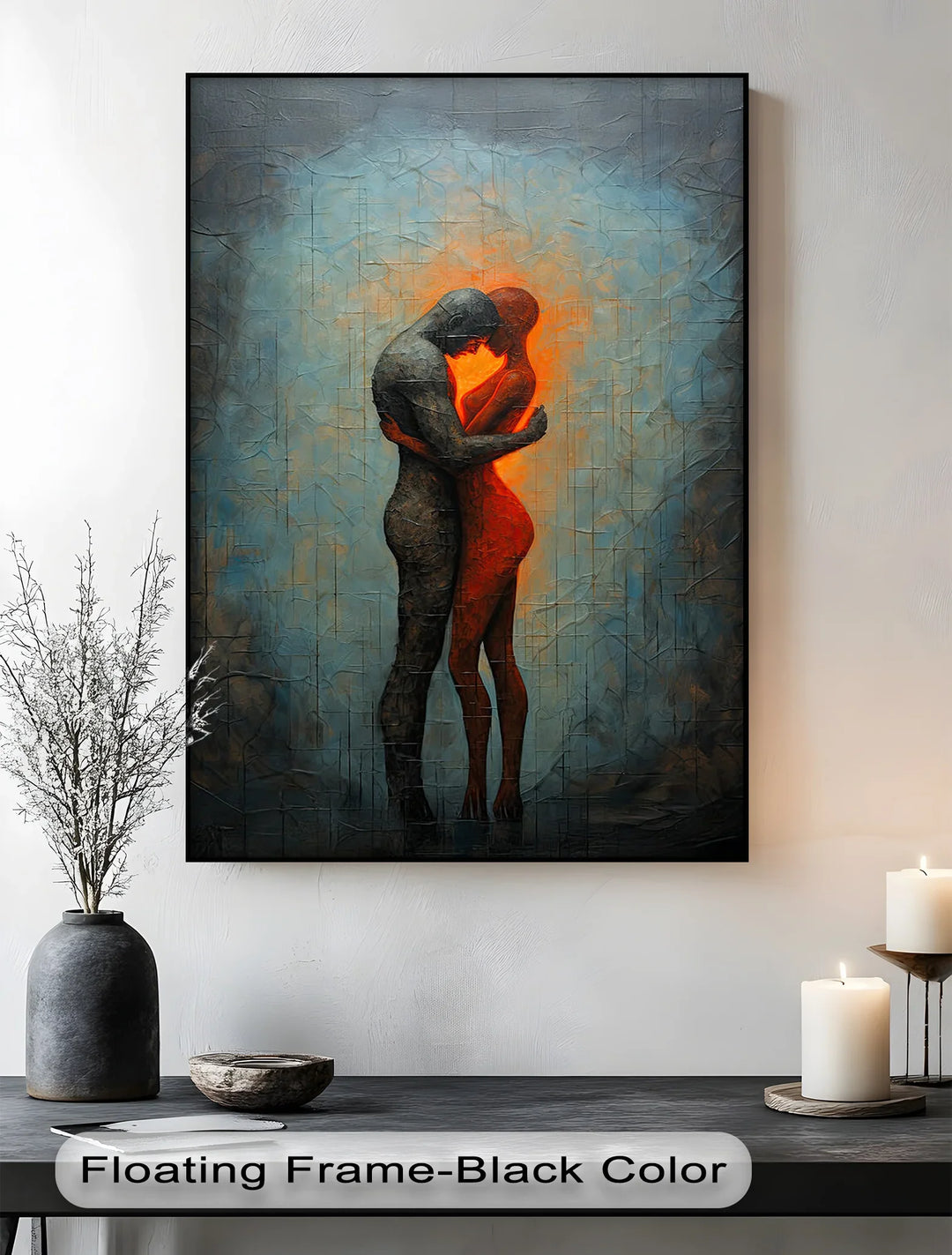 Eternal Embrace – Fiery Lovers in Abstract Passion Canvas Print - MyPhotoStation