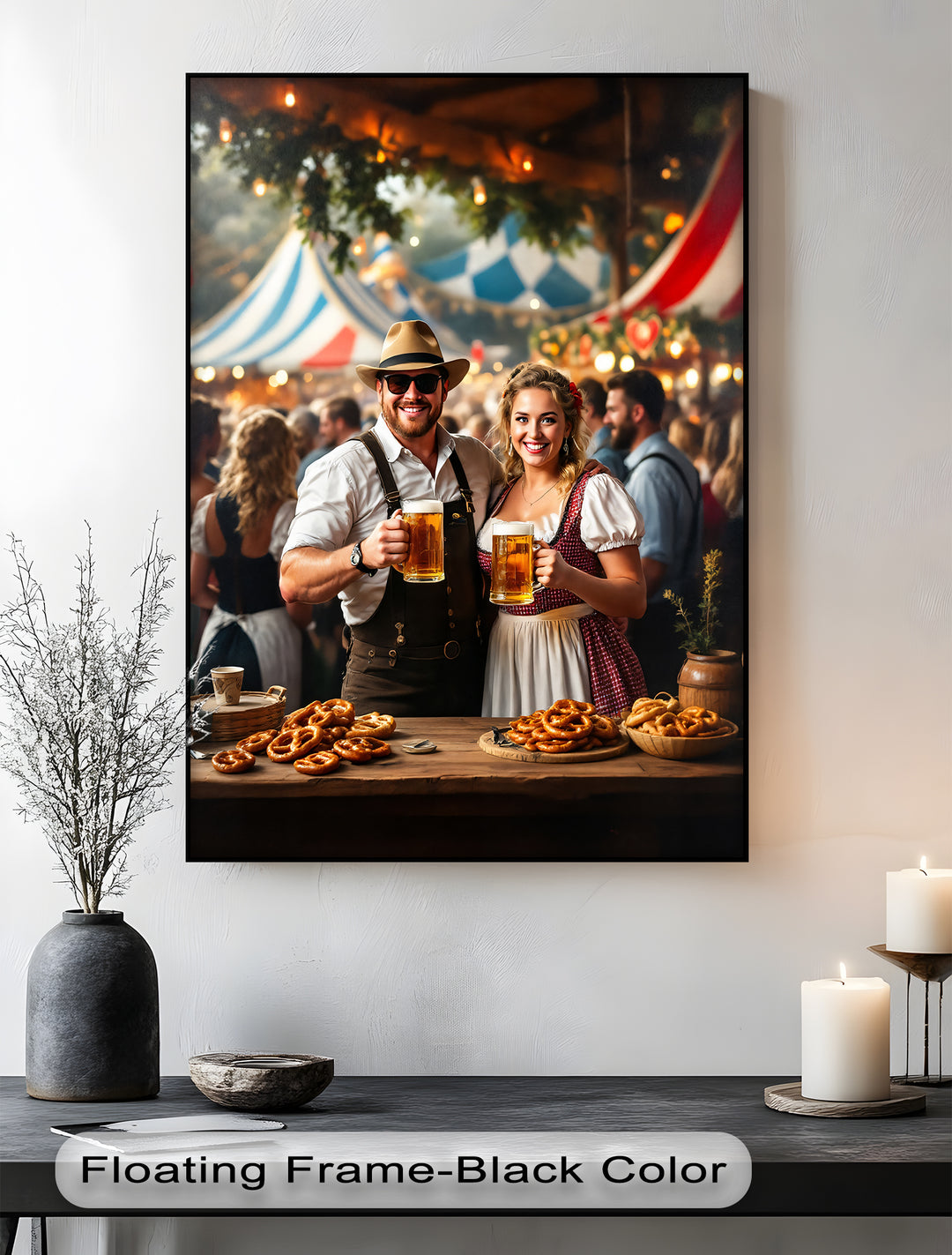 Bavarian Spirit – Oktoberfest Beer and Pretzel Canvas Wall Art | Canvas Art