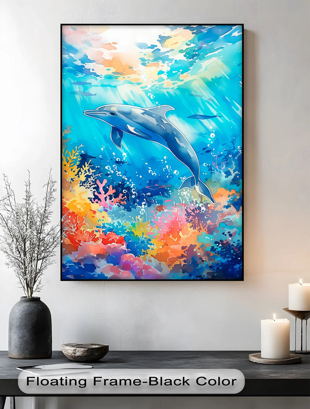Vibrant Dolphin in Coral Reef – Blue Ocean Canvas Prints - MyPhotoStation