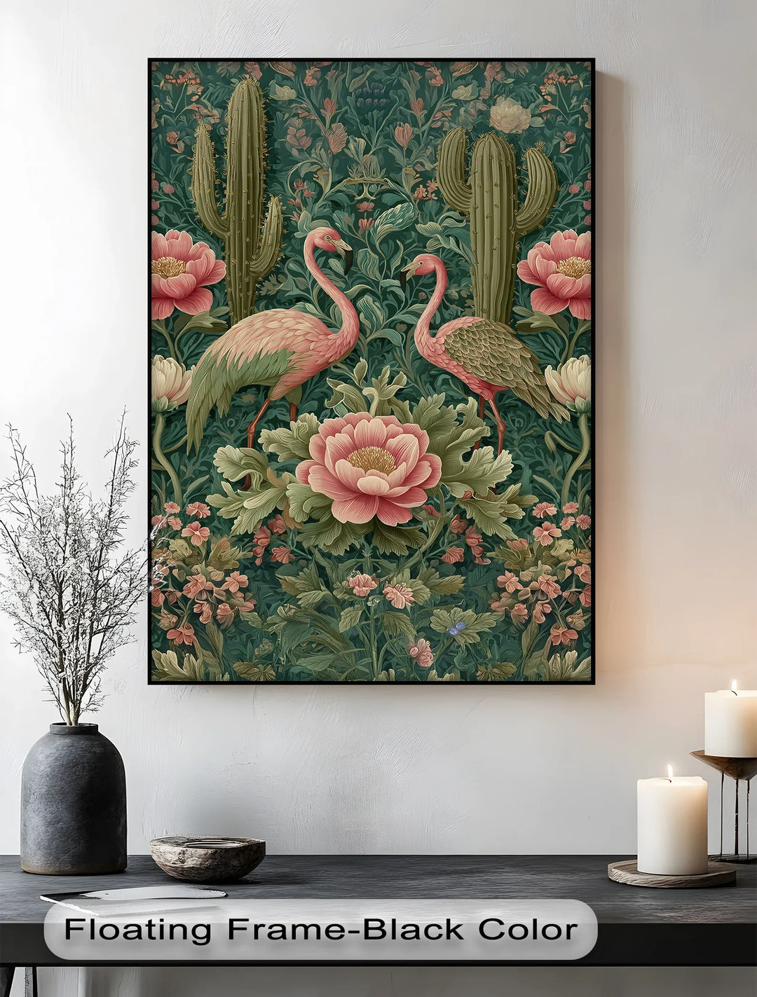 Flamingo Garden in Bloom – Vintage Tropical Canvas Print - MyPhotoStation