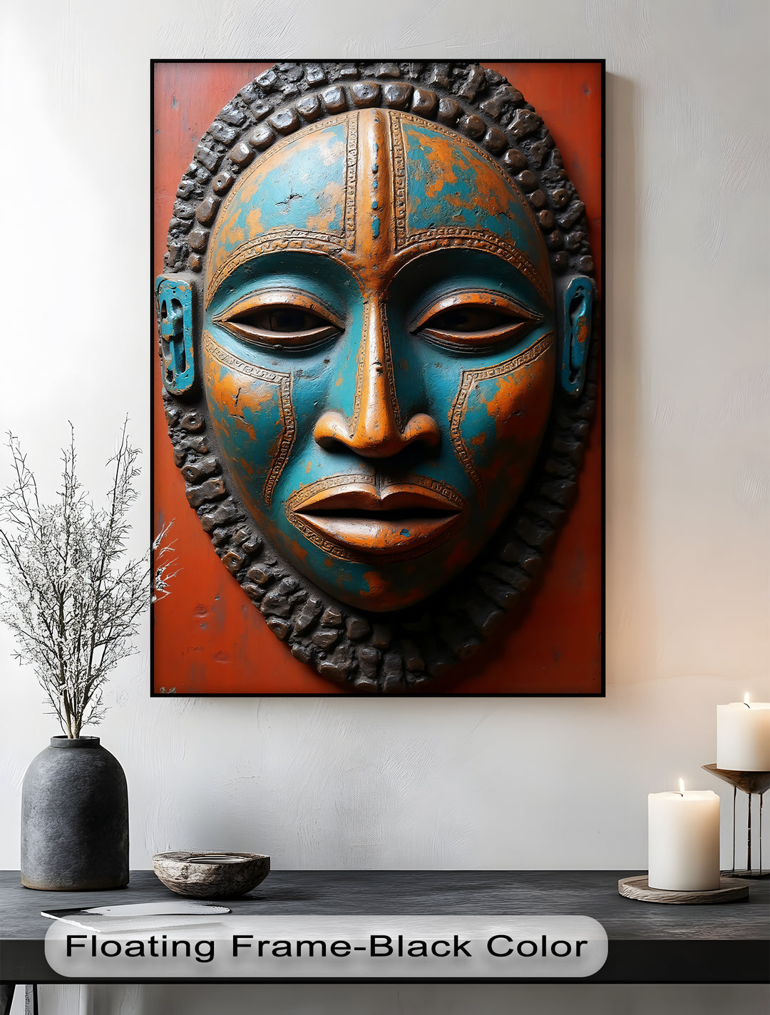 Tribal Guardian – African Mask Canvas Wall Art | Large Framed Wall Art