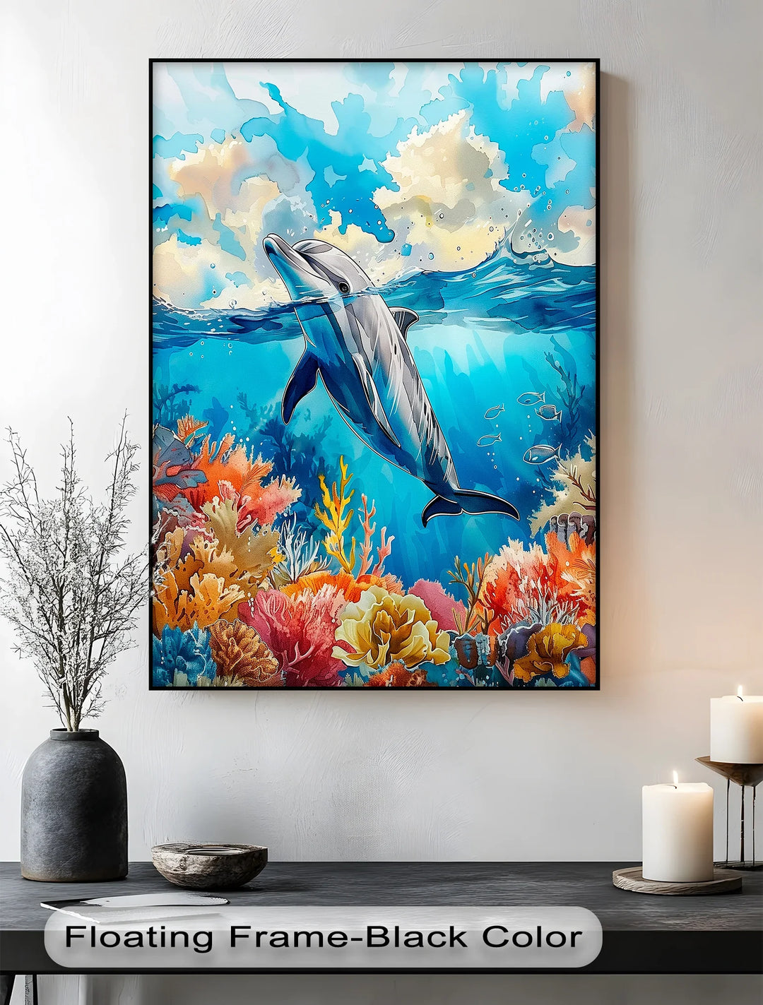 Dolphin Gliding Through Coral Paradise – Blue Ocean Canvas Prints - MyPhotoStation