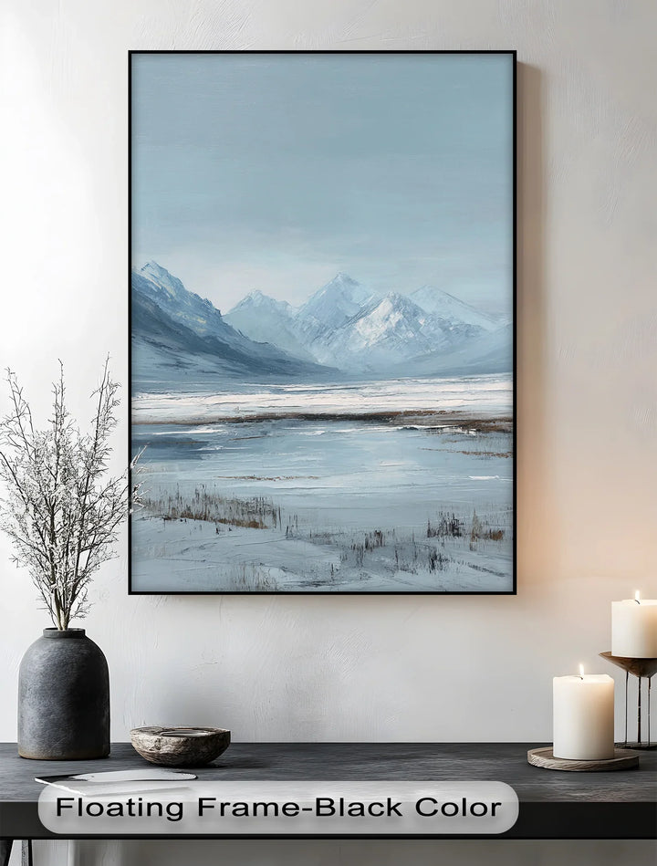 Silent Peaks – Snowy Mountain Landscape in Cool Blues Canvas Print - MyPhotoStation