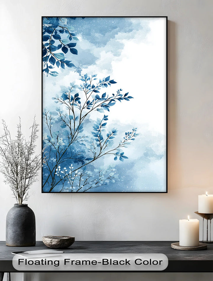 Indigo Breeze Botanical – Watercolor Leaf Design Blue Canvas Prints - MyPhotoStation