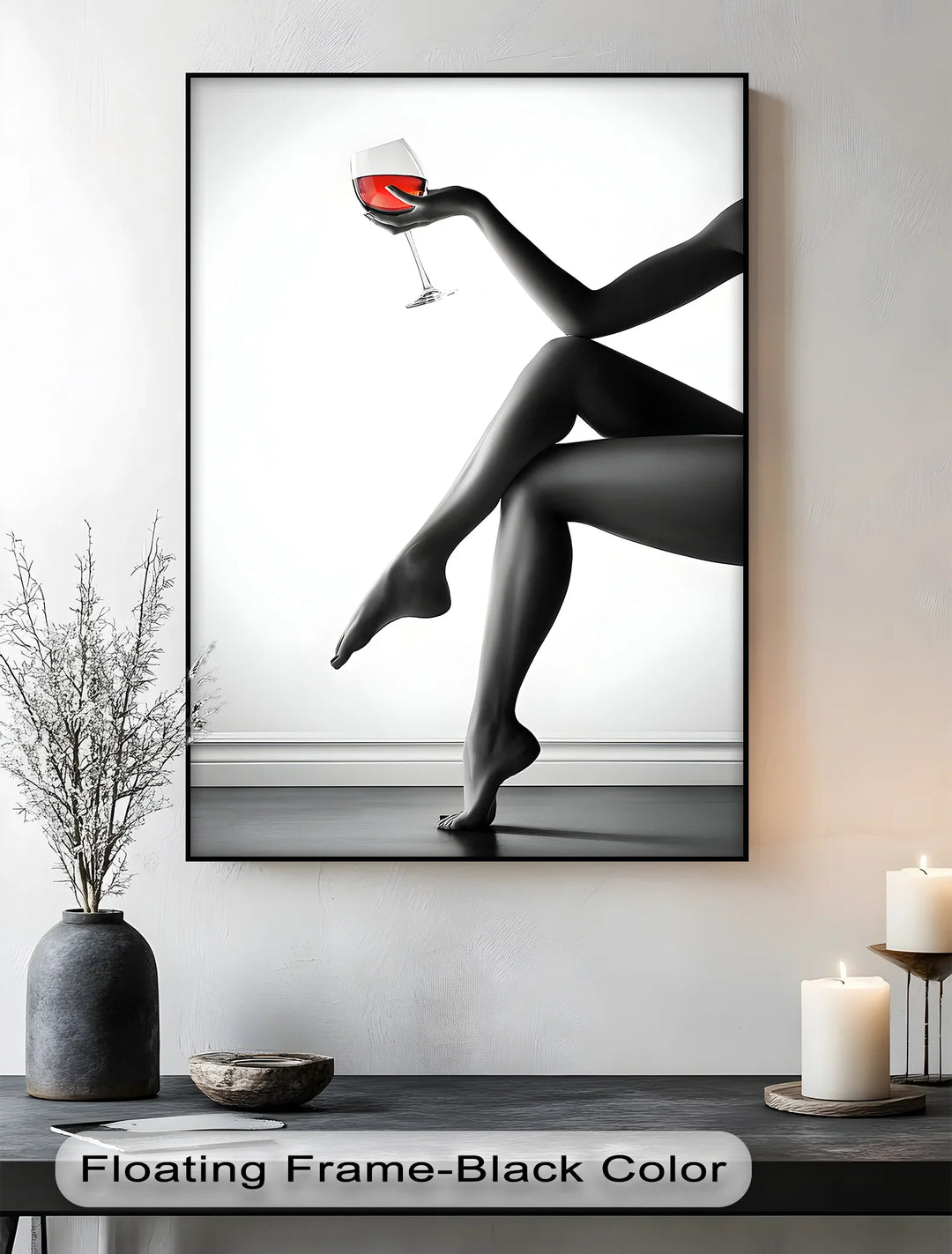 Red Elegance – Feminine Form with Wine Glass Canvas Print - MyPhotoStation